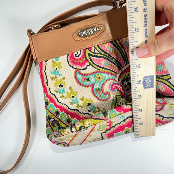 Spartina 449 Paisley Crossbody Canvas Leather Bag - Picture 14 of 15